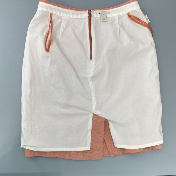 J Crew Linen Skirt Knee Length Straight Lined Orange Peach Womens 2 - Picture 8 of 11